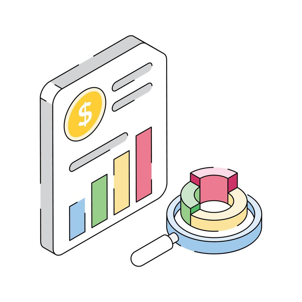 Grab this latest isometric icon of annual report vector