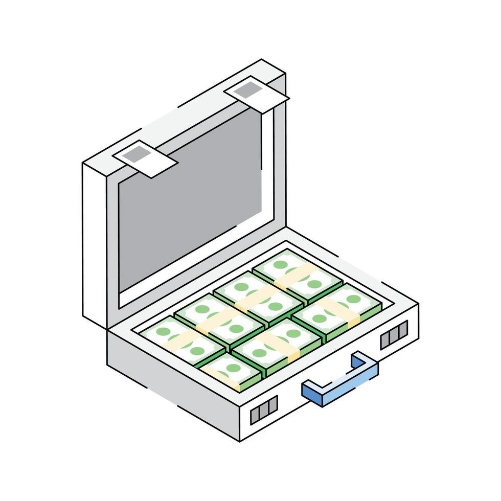 Get this modern isometric icon of money briefcase vector