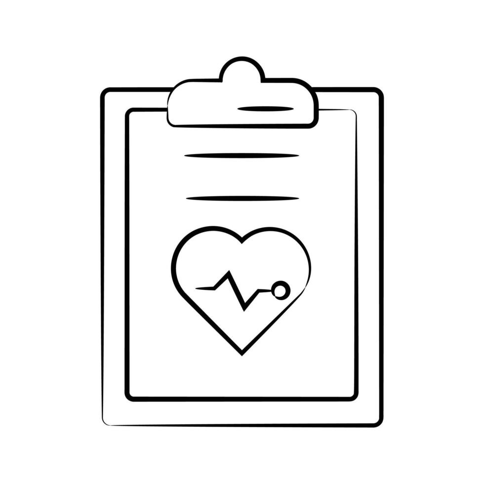 Check this handy hand drawn icon of health report with a clipboard vector