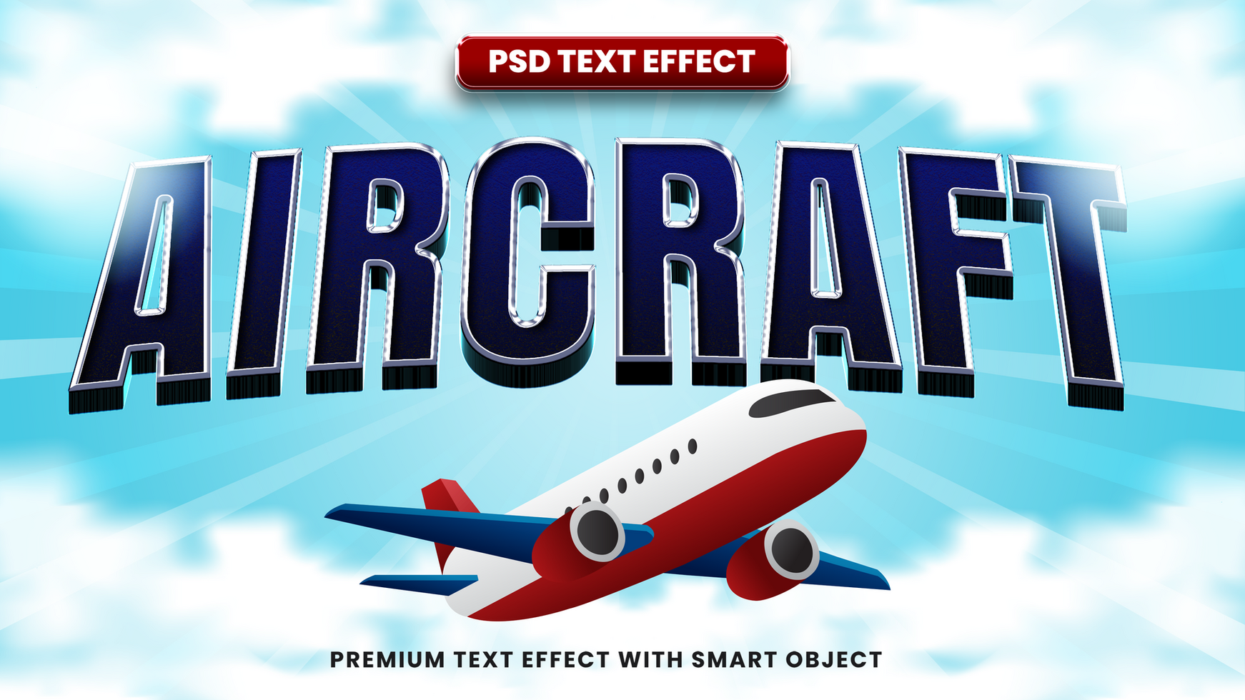 3D Aircraft Text Effect Template psd