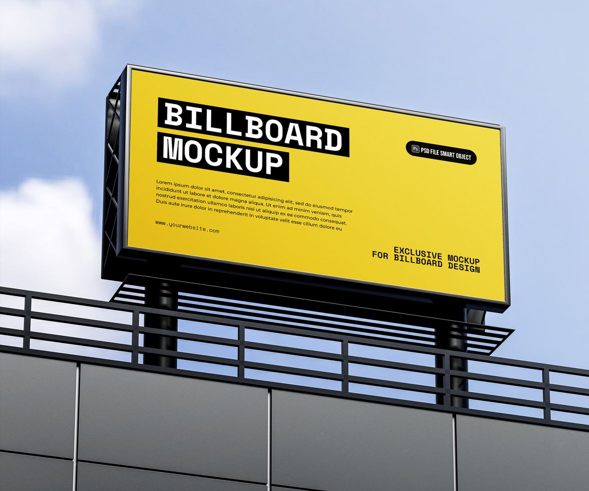 large billboard mockup with cloud background psd