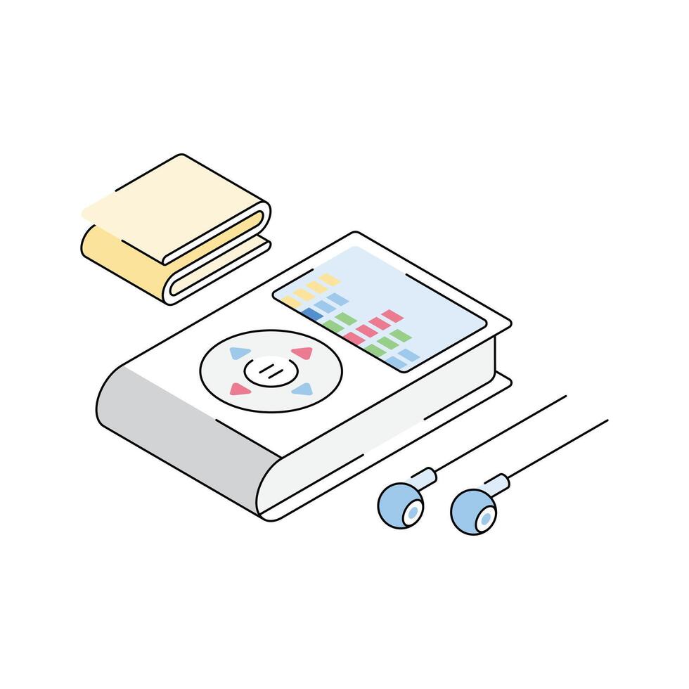 An icon of music player designed in isometric style vector