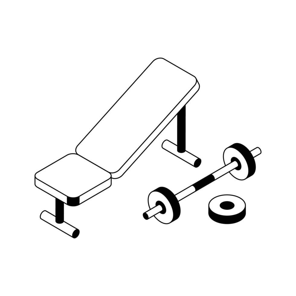 Download out modern isometric icon of adjustable bench for workout. vector