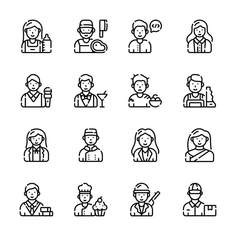 Latest Set of Professional People Line Icons vector