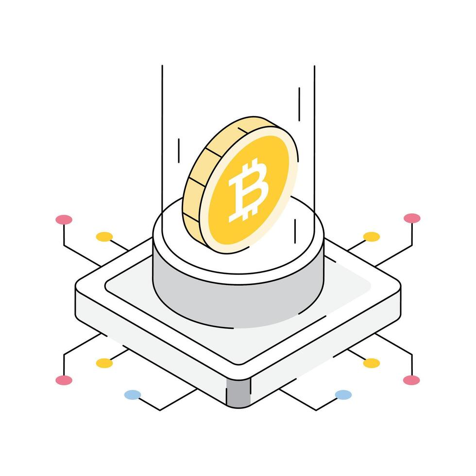 Have a look at this isometric icon denoting bitcoin cryptocurrency vector