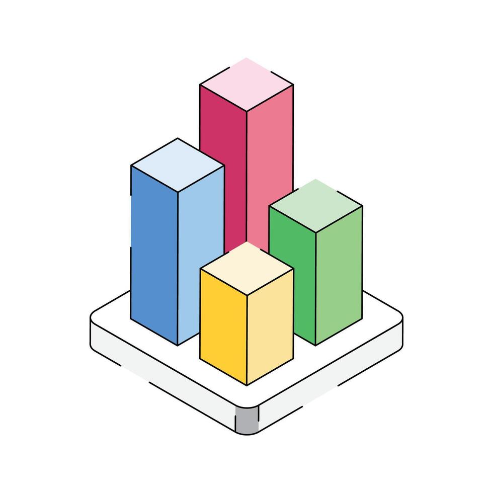 Download out premium isometric icon showing bar chart vector