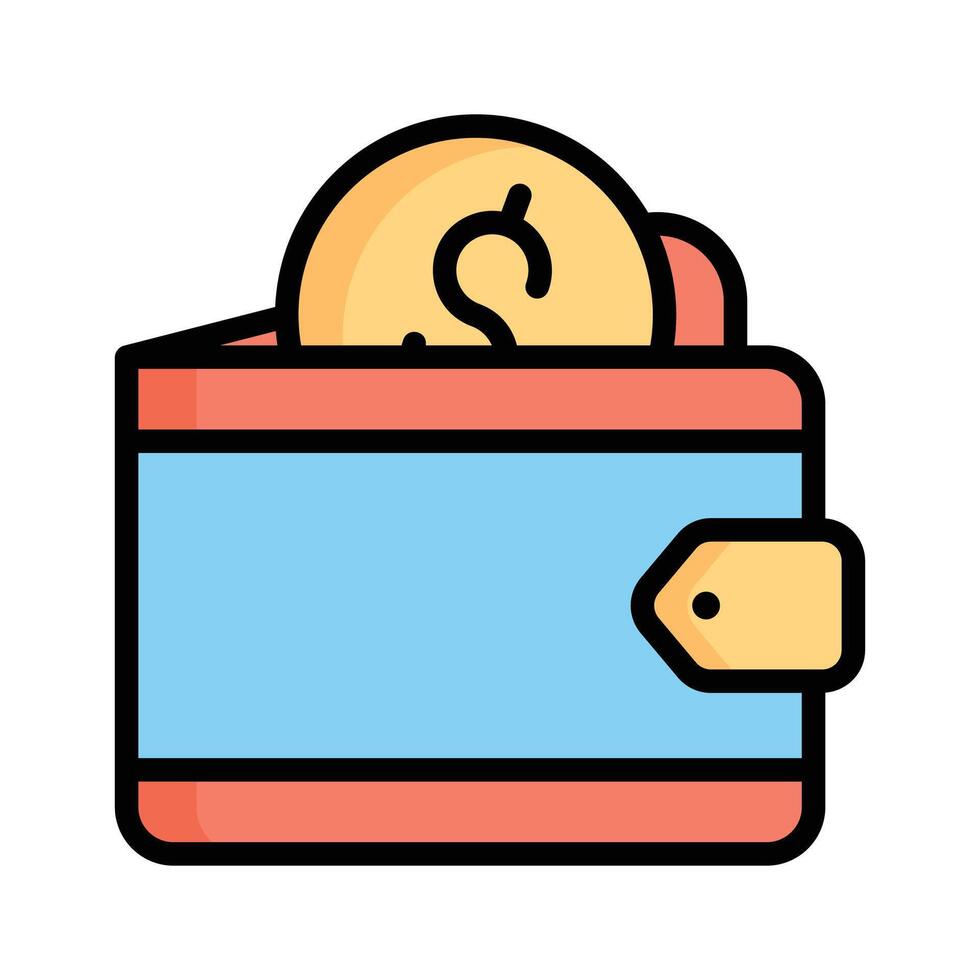 Here is a latest flat outline style icon showing money wallet vector
