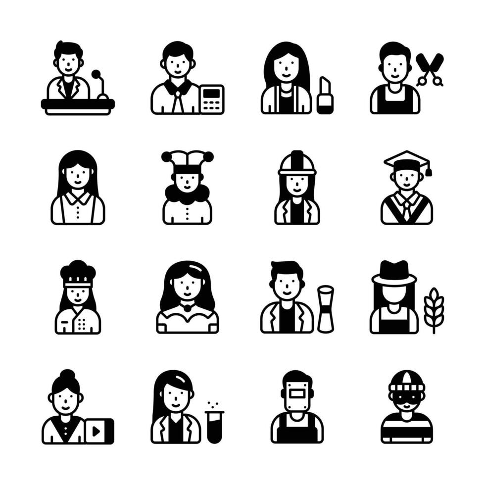 Get a glimpse of our latest pack showing individual characters glyph icons vector