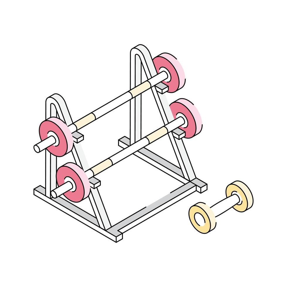 A handy isometric icon depicting dumbbell rack vector