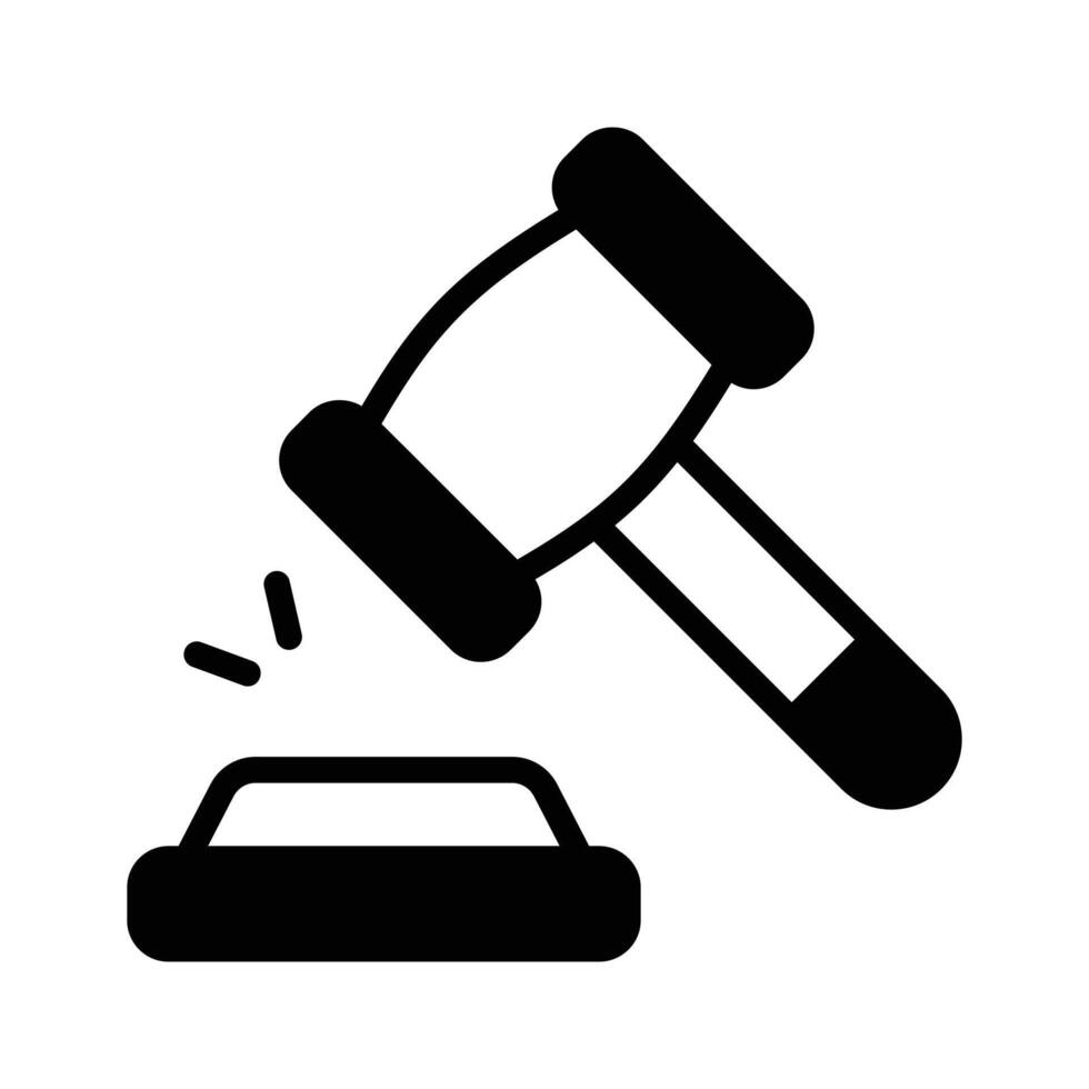 Latest glyph style icon showing court gavel. vector