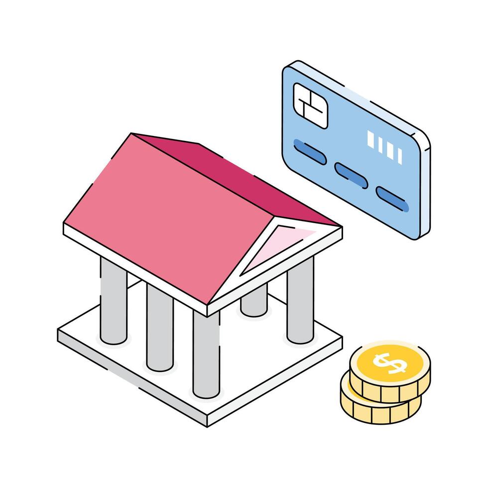 Latest icon of bank building designed in isometric style vector