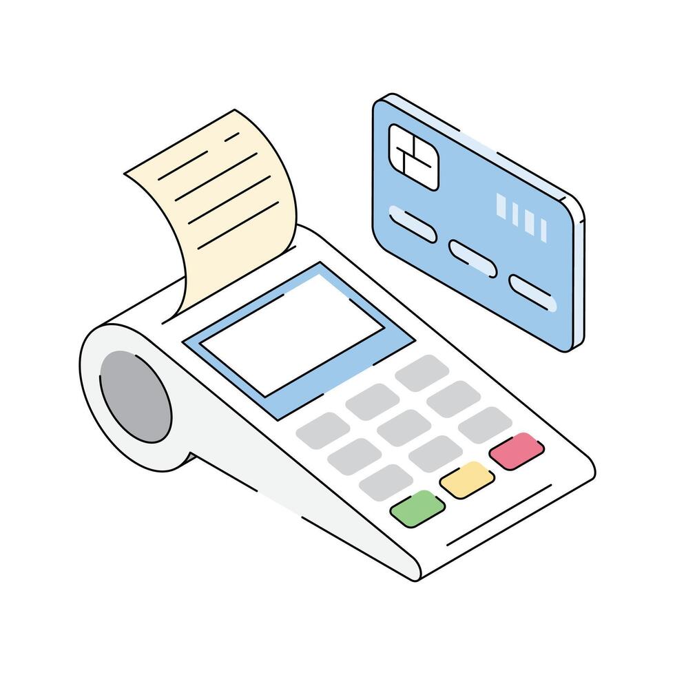 A handy isometric icon depicting pos terminal vector