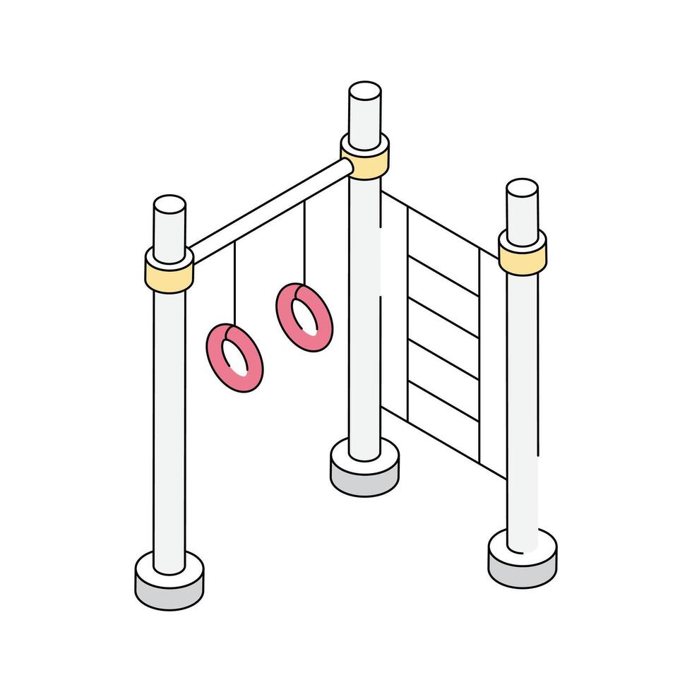 A well designed isometric outline icon of gymnastic rings vector