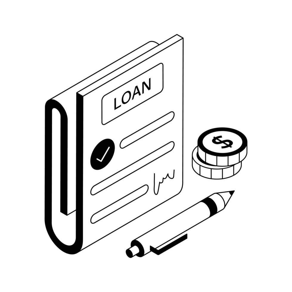 Loan paper icon creatively designed in isometric style. vector