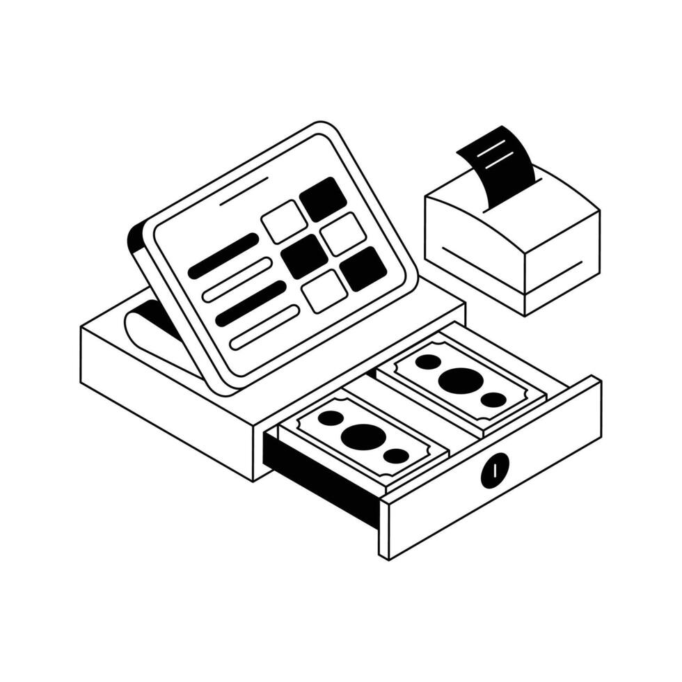 Get your hands on this isometric icon of cash register. vector