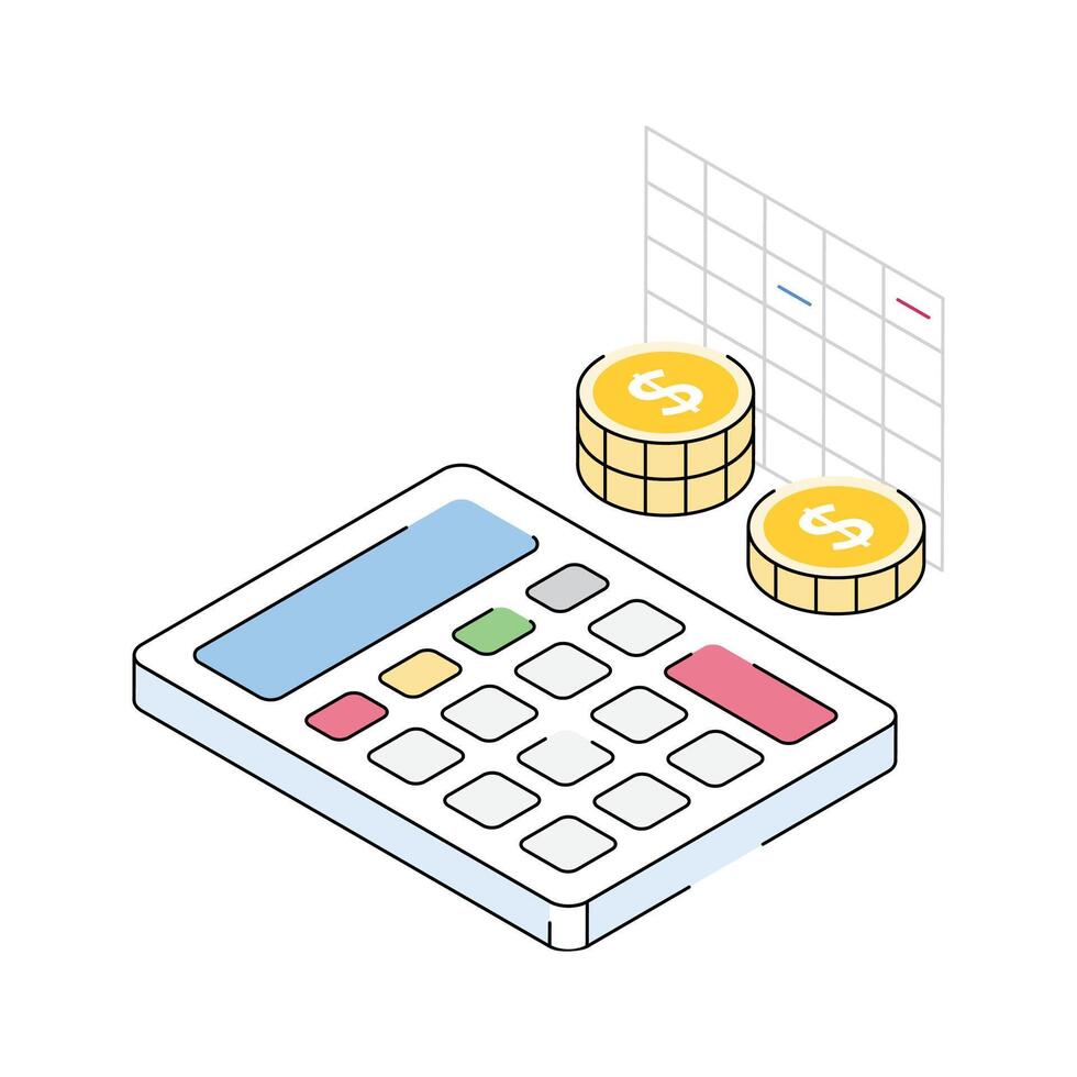 A well designed isometric outline icon of estimate vector