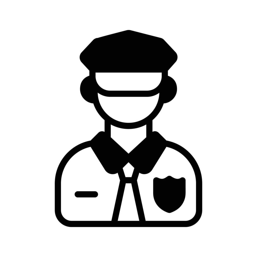 Download our premium glyph icon of policeman character. vector