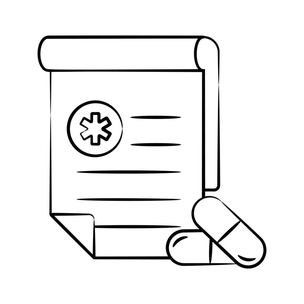 Prescription icon creatively designed in hand drawn style vector