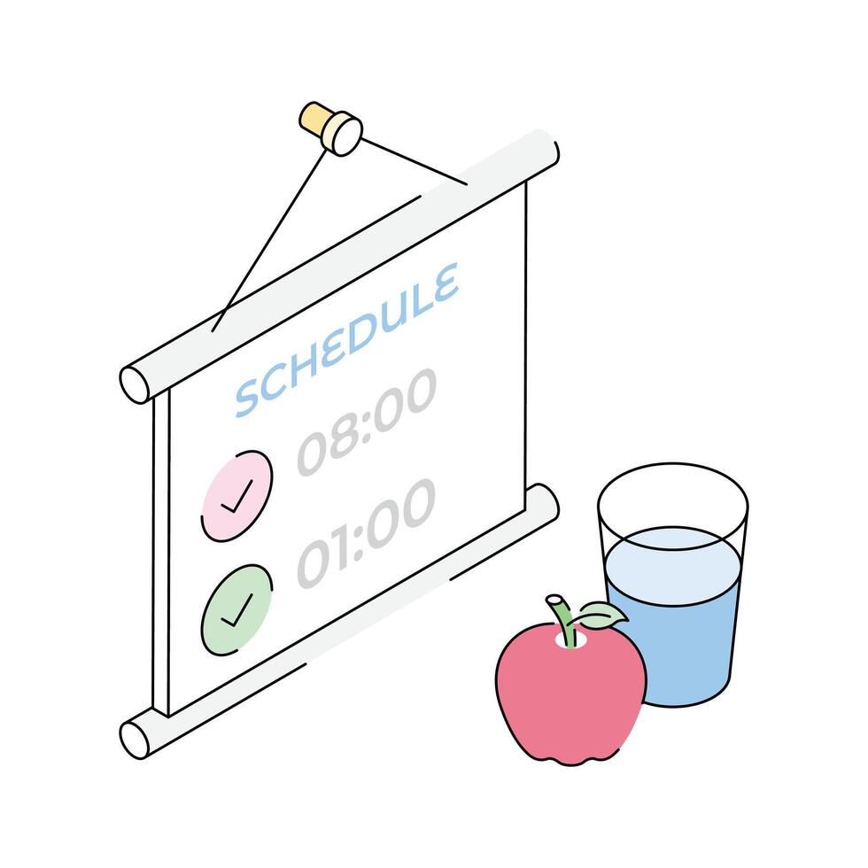 Easy to edit icon of diet chart in isometric style vector