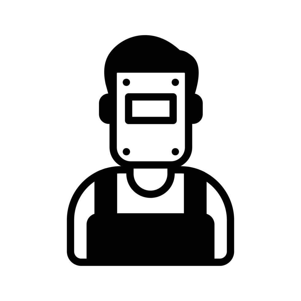 A handy glyph style icon depicting welder avatar. vector