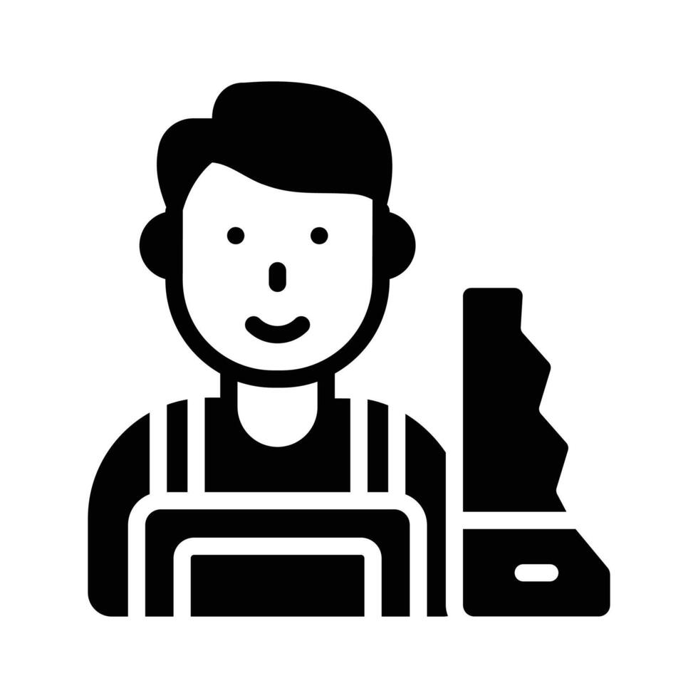 Get a sight of this latest glyph icon of carpenter with a saw vector