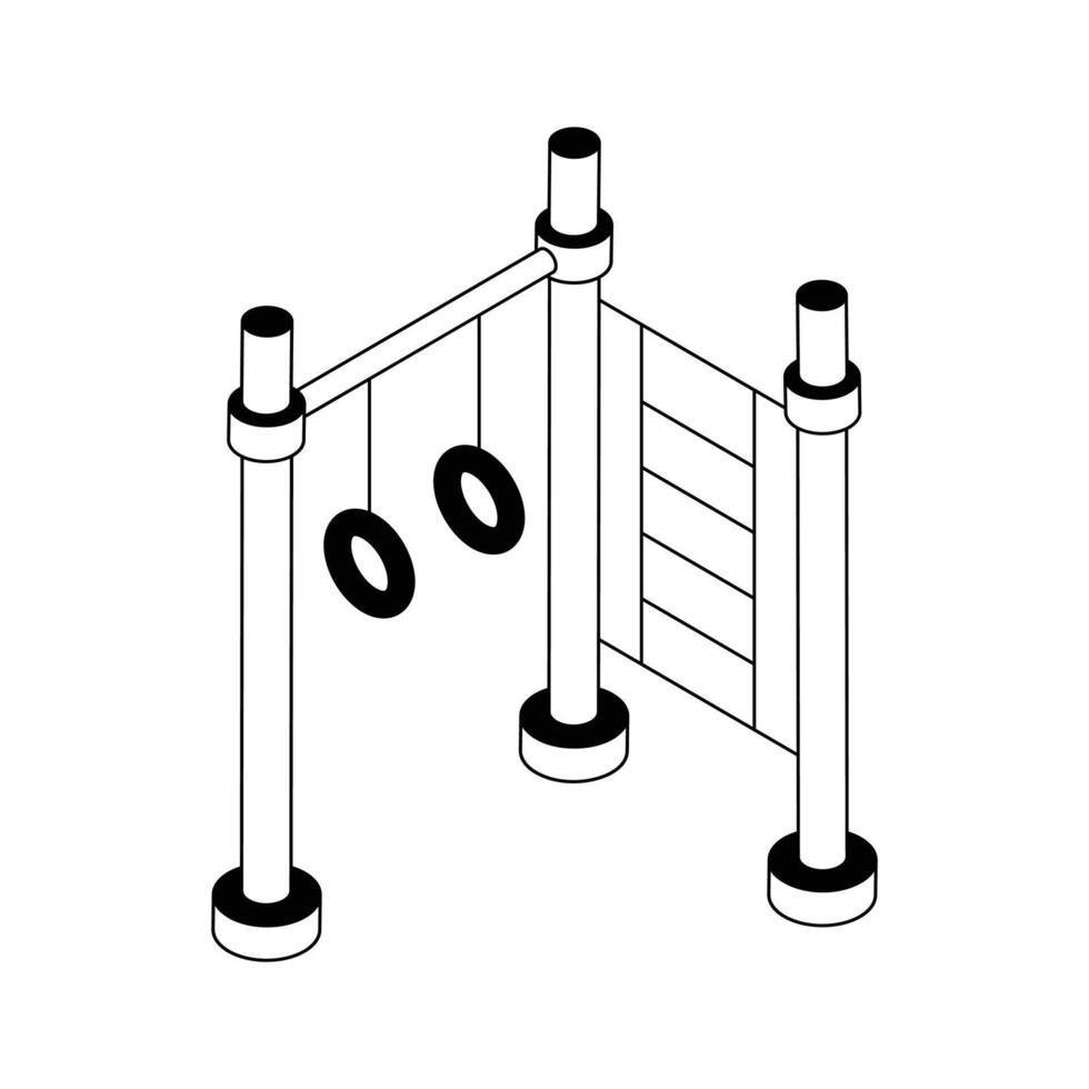 A well designed isometric outline icon of gymnastic rings. vector