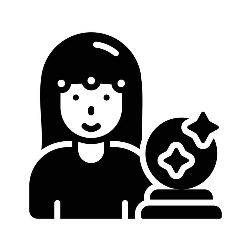 Check this trendy glyph style icon of female astrologist vector