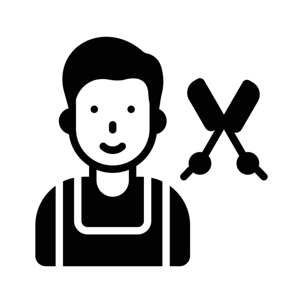 A handy glyph style icon depicting barber avatar vector