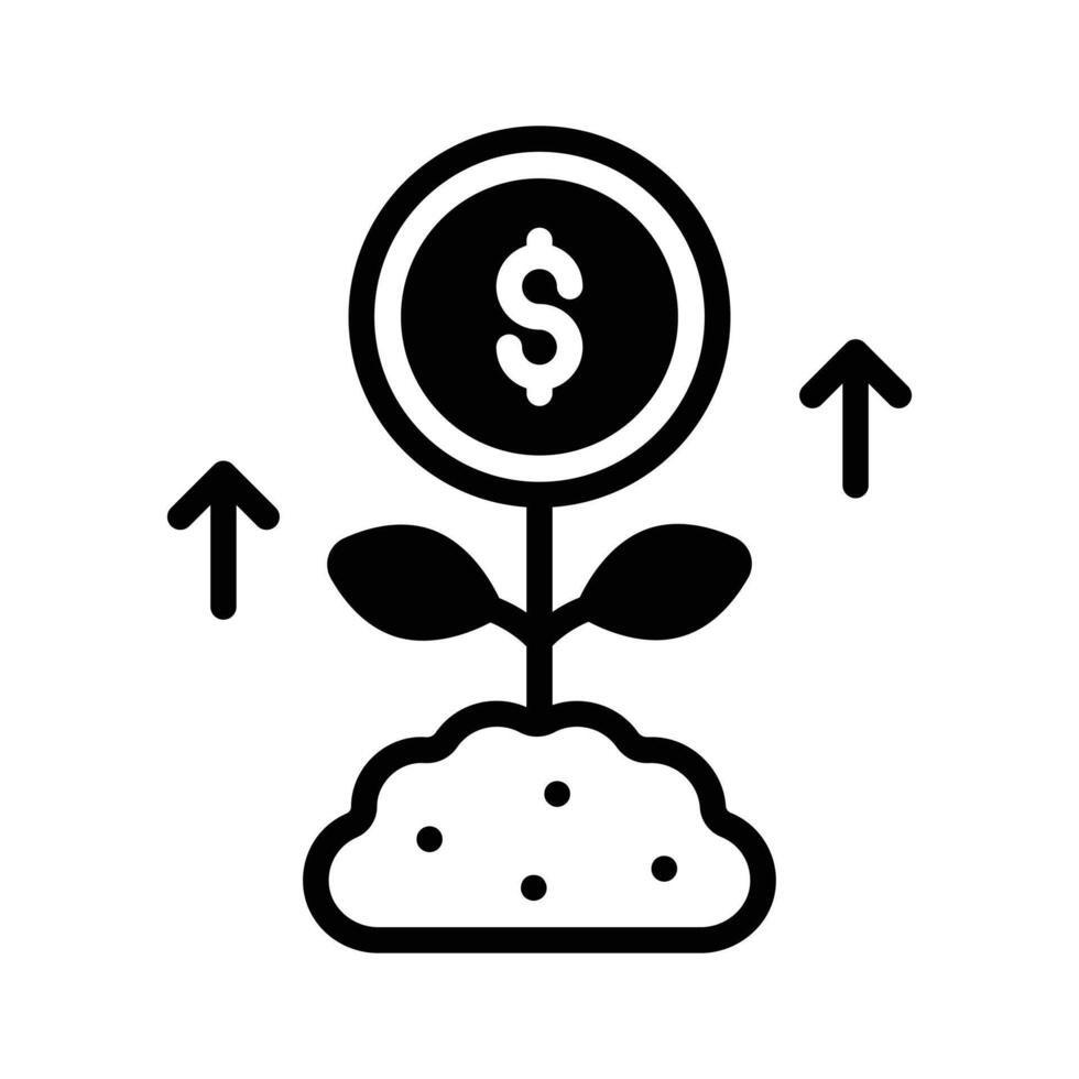 Modern icon of investment growth designed in glyph style. vector