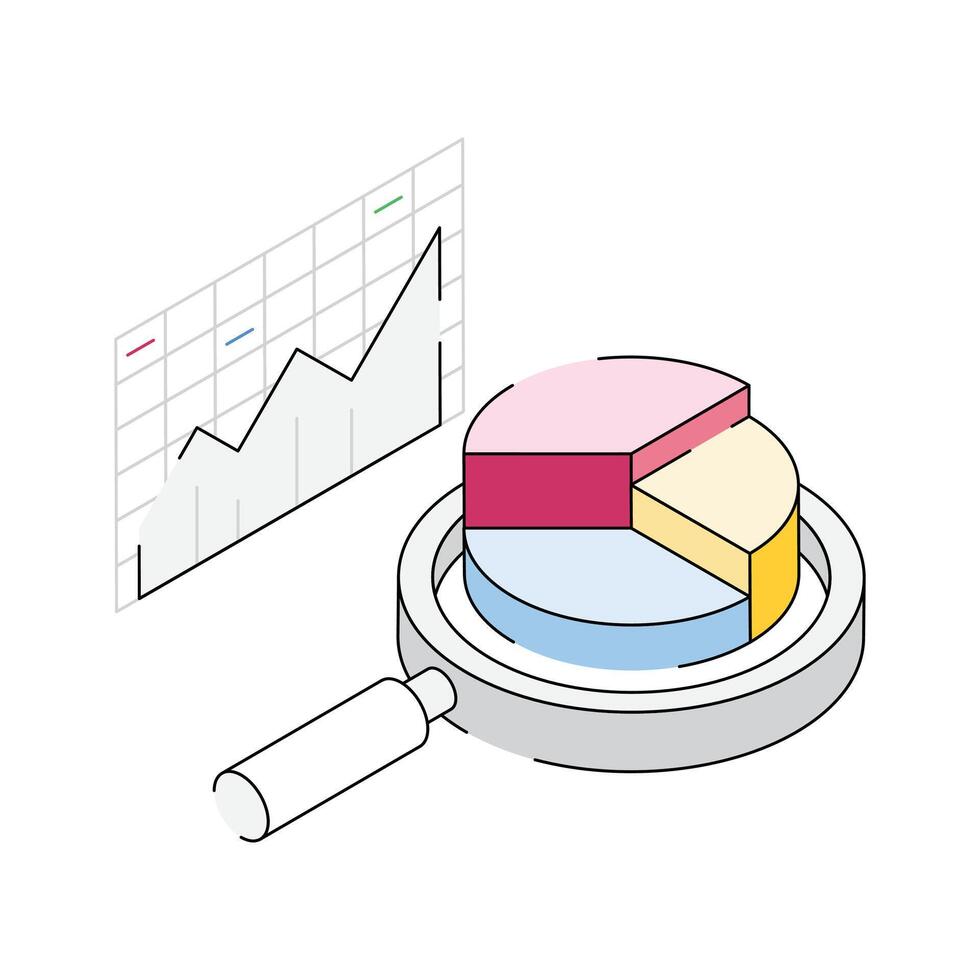 Get a glimpse of this premium isometric icon showing market research vector