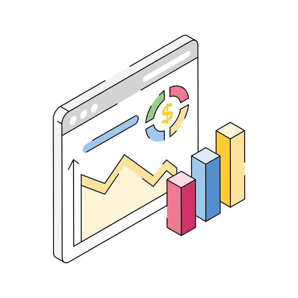 Catch a sight of this amazing isometric icon showing financial graph vector