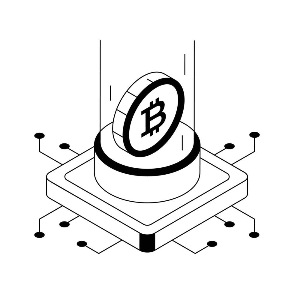 Have a look at this isometric icon denoting bitcoin cryptocurrency. vector