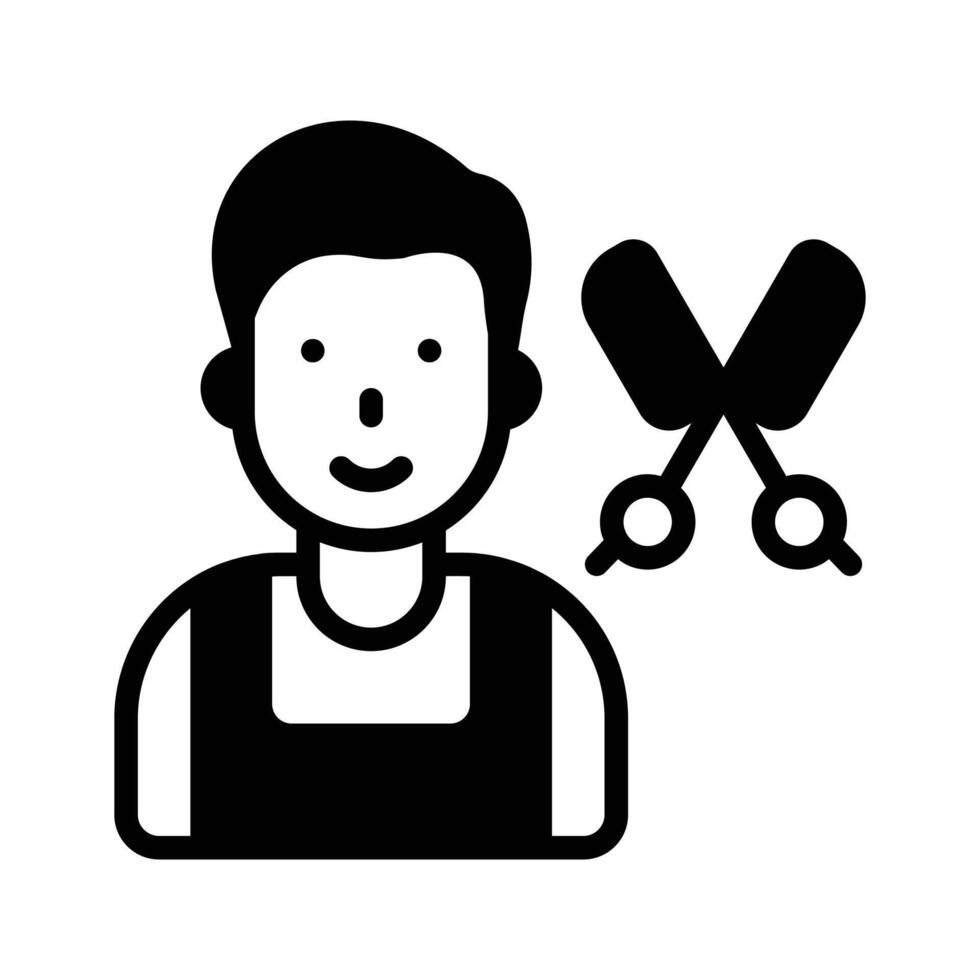 A handy glyph style icon depicting barber avatar. vector