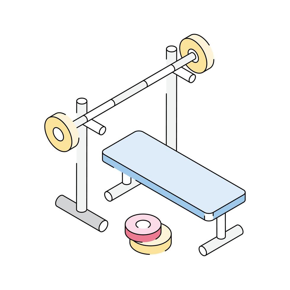 Bench press icon creatively designed in isometric style vector