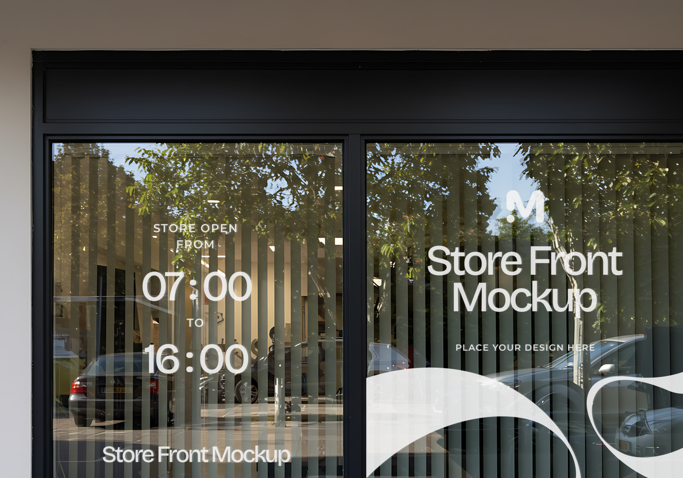 Storefront Mockup with Store Opening Hours psd