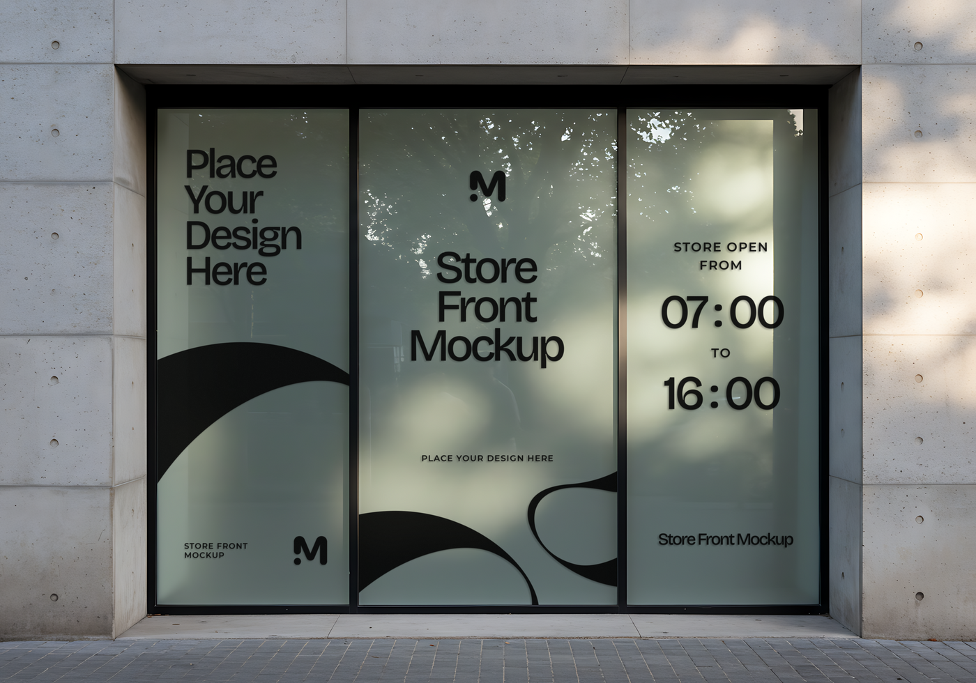 Storefront Mockup with Opening Hours Display psd