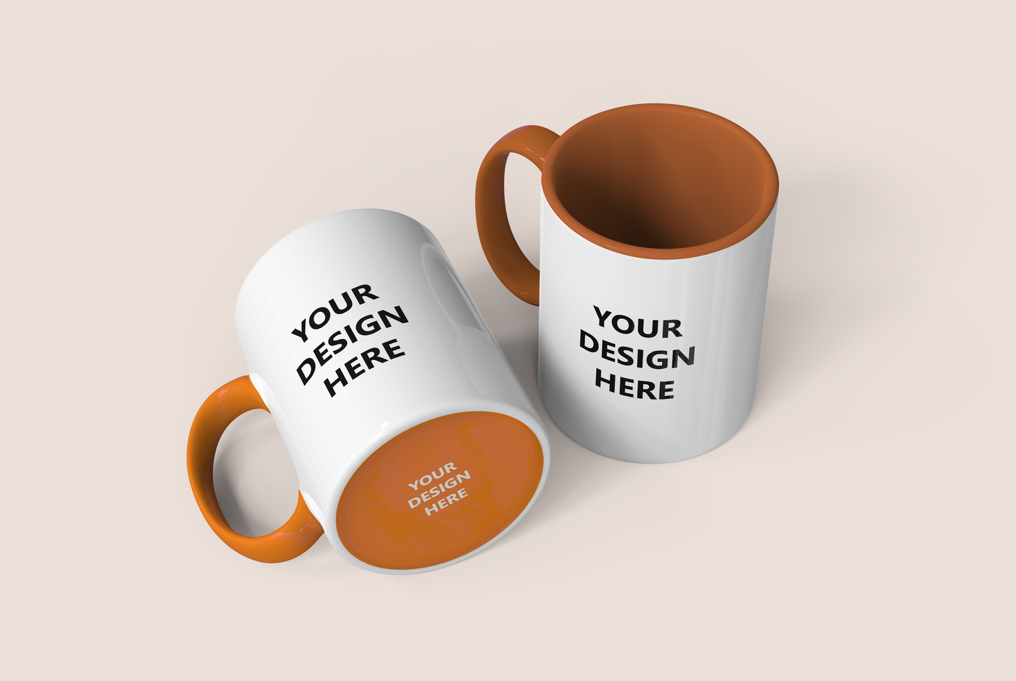 Two Coffee Mugs Mockup with Customizable Design psd