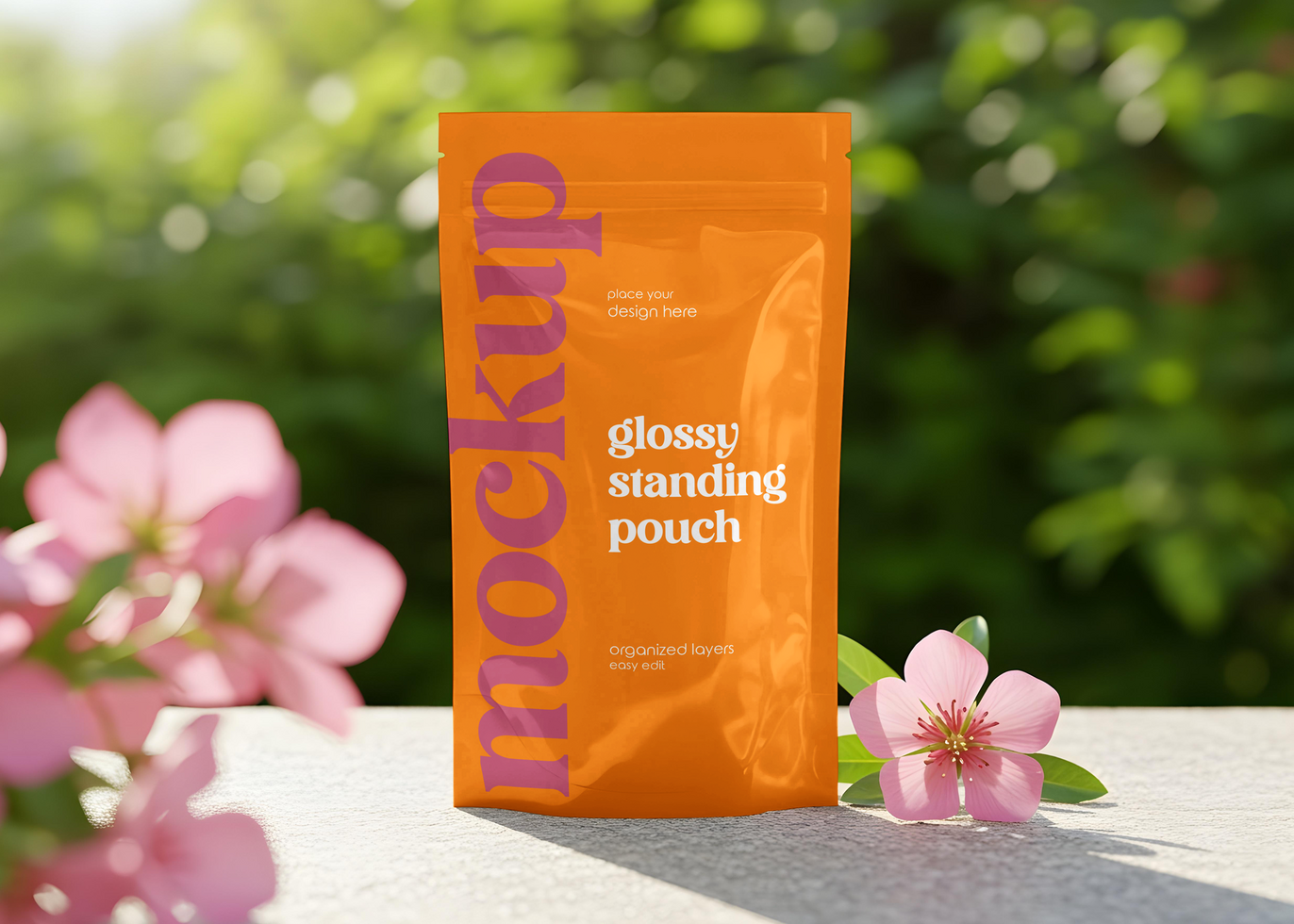 Glossy Standing Pouch Mockup psd