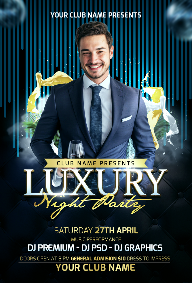 Dark Blue Glow Luxury Night Party psd
