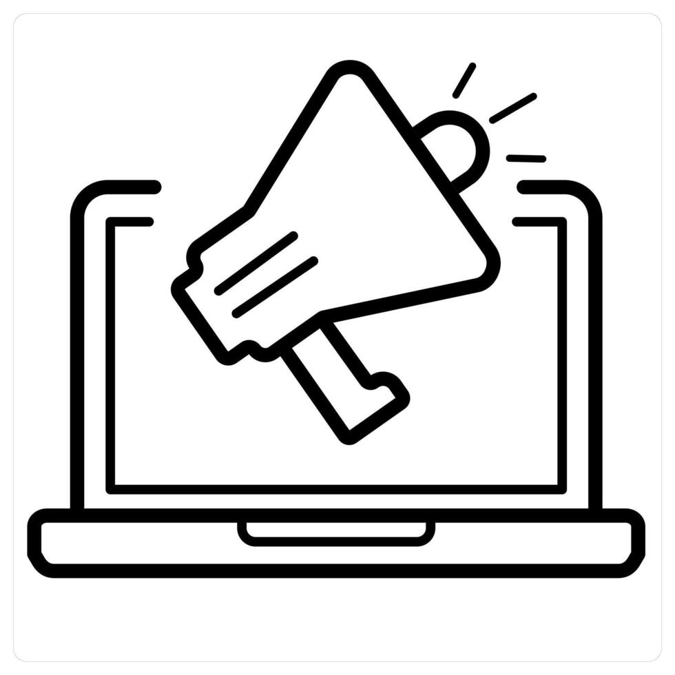 Promotion and broadcast icon concept in black line color vector