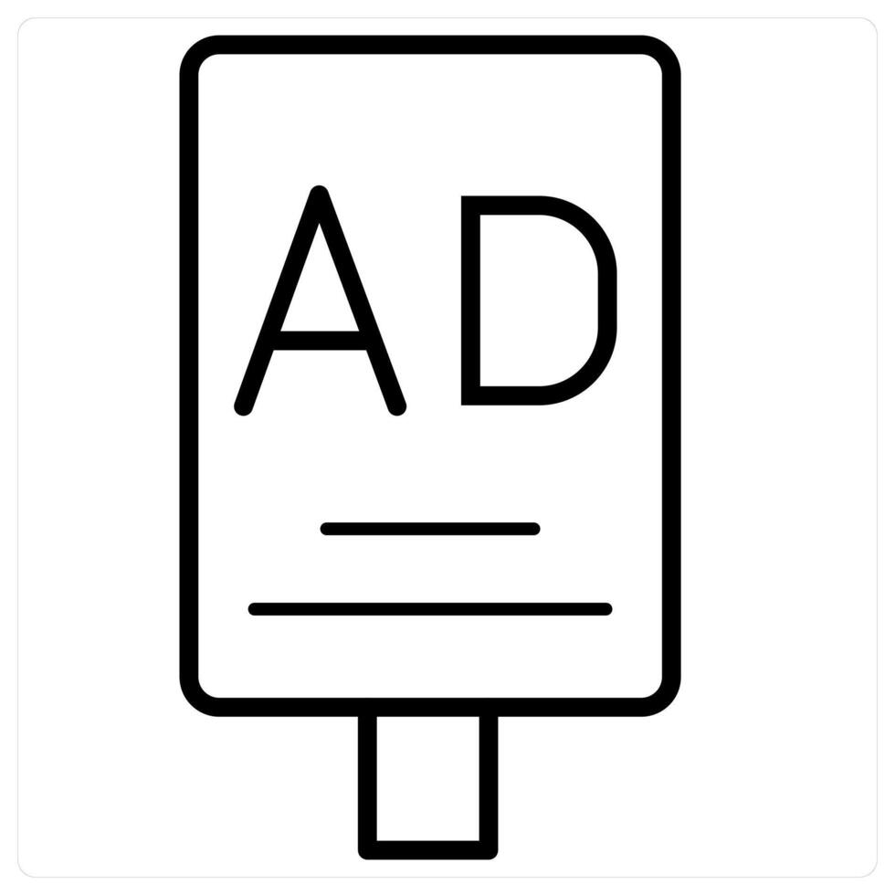 Ad Board concept in black line color vector