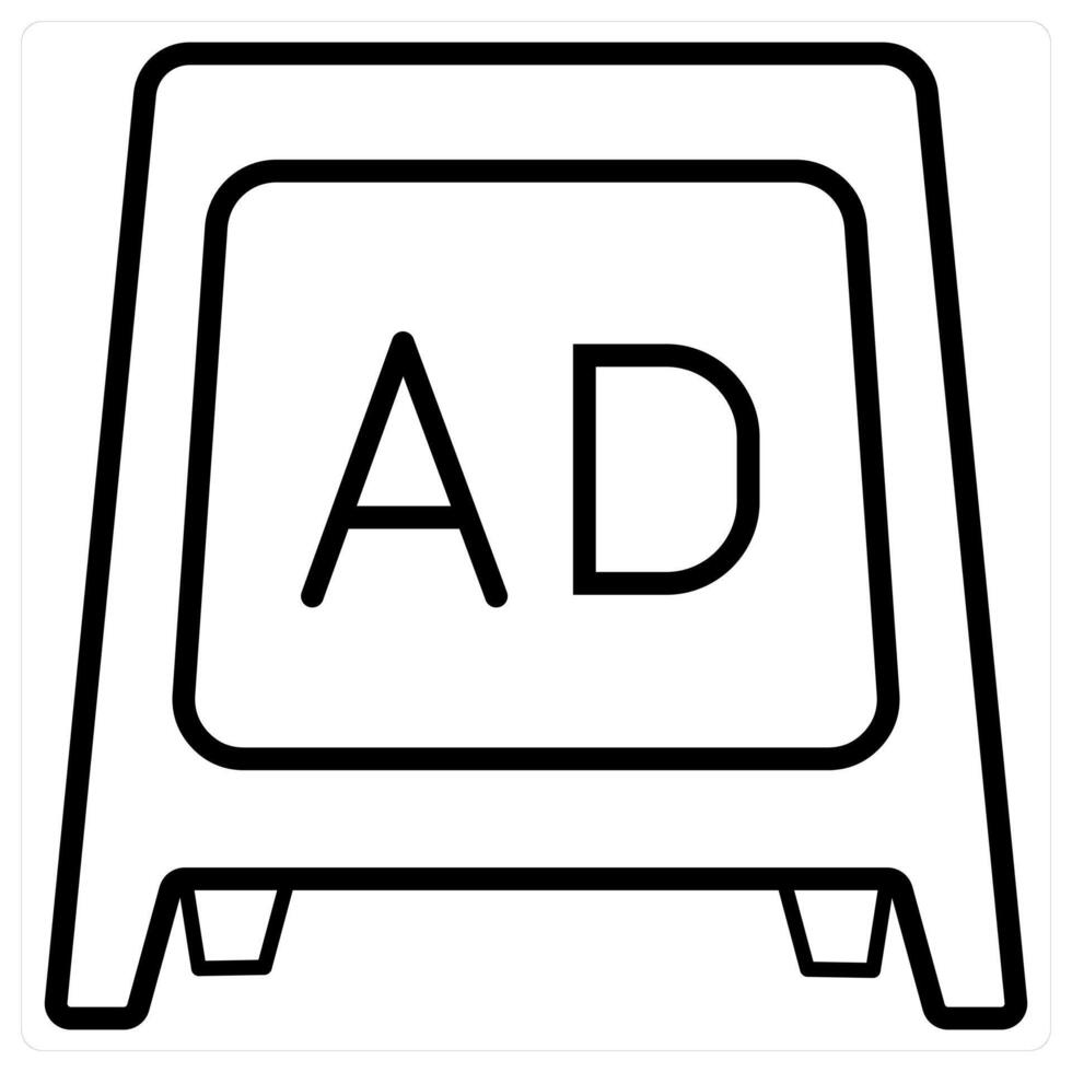 Ad Board concept icon in black line color vector