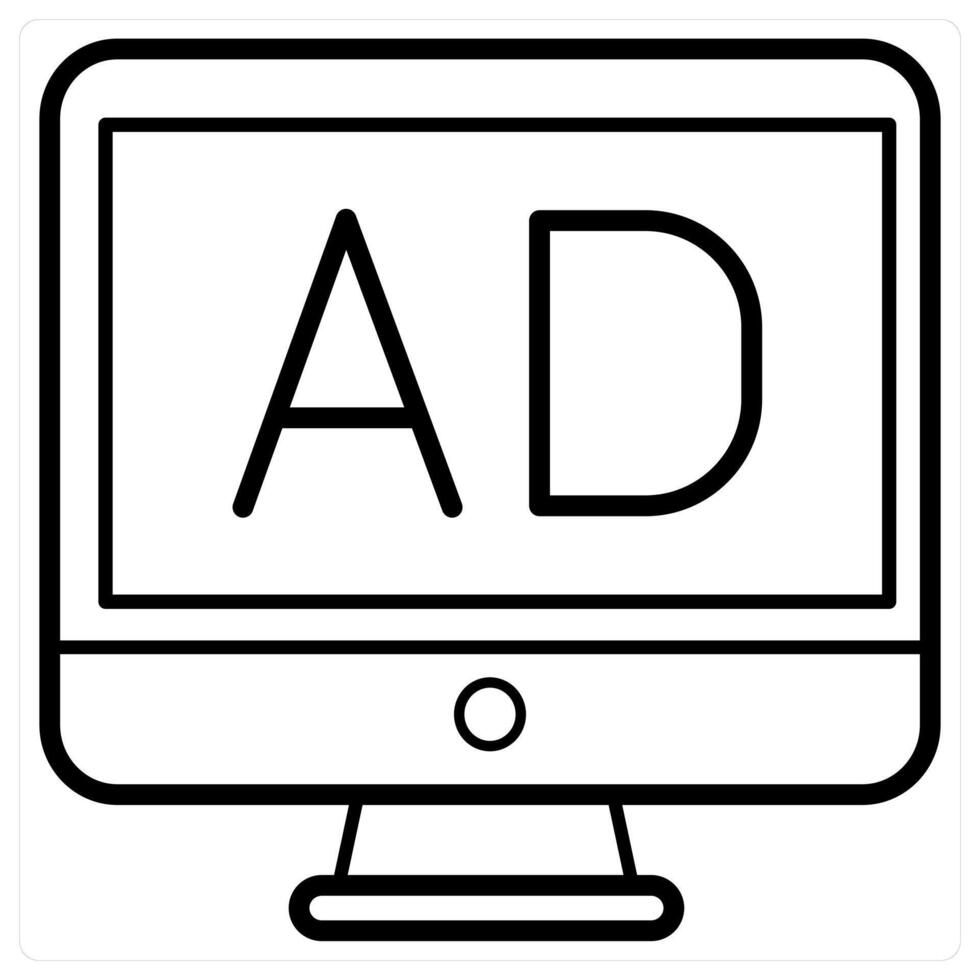 Banner Ad icon concept in black line color vector