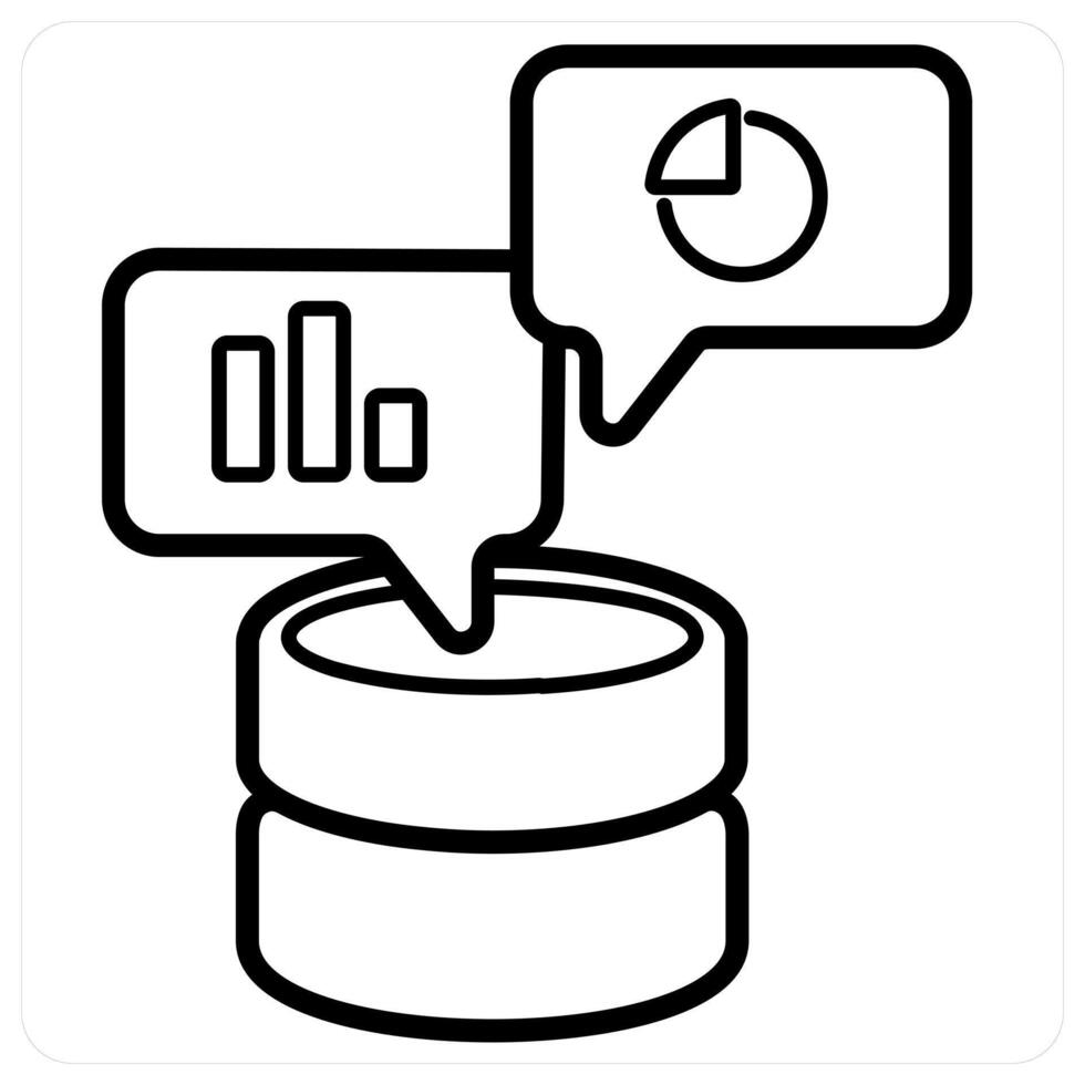 Statistics and analytics icon concept in black line color vector