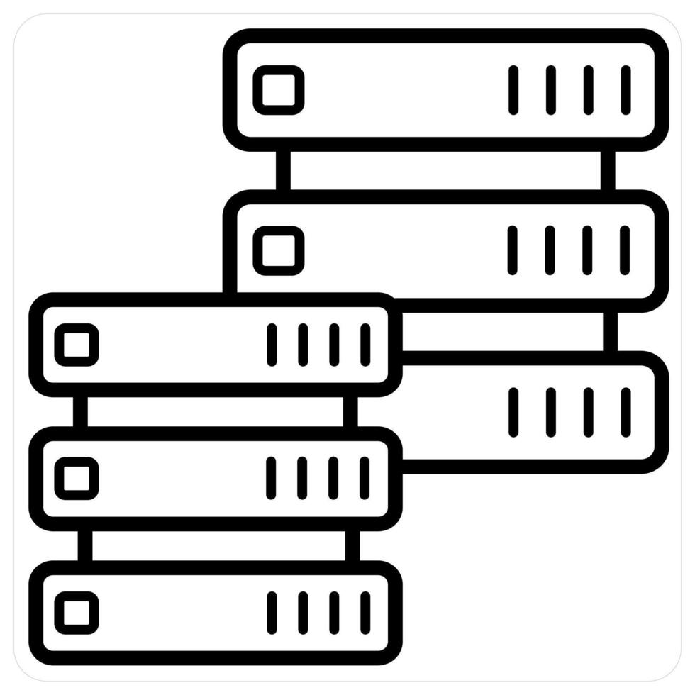Hosting Server and Big data icon in black line color vector