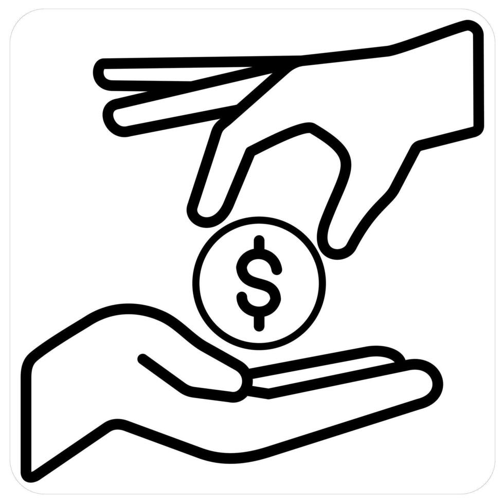 Investment and cash icon concept in black line color vector