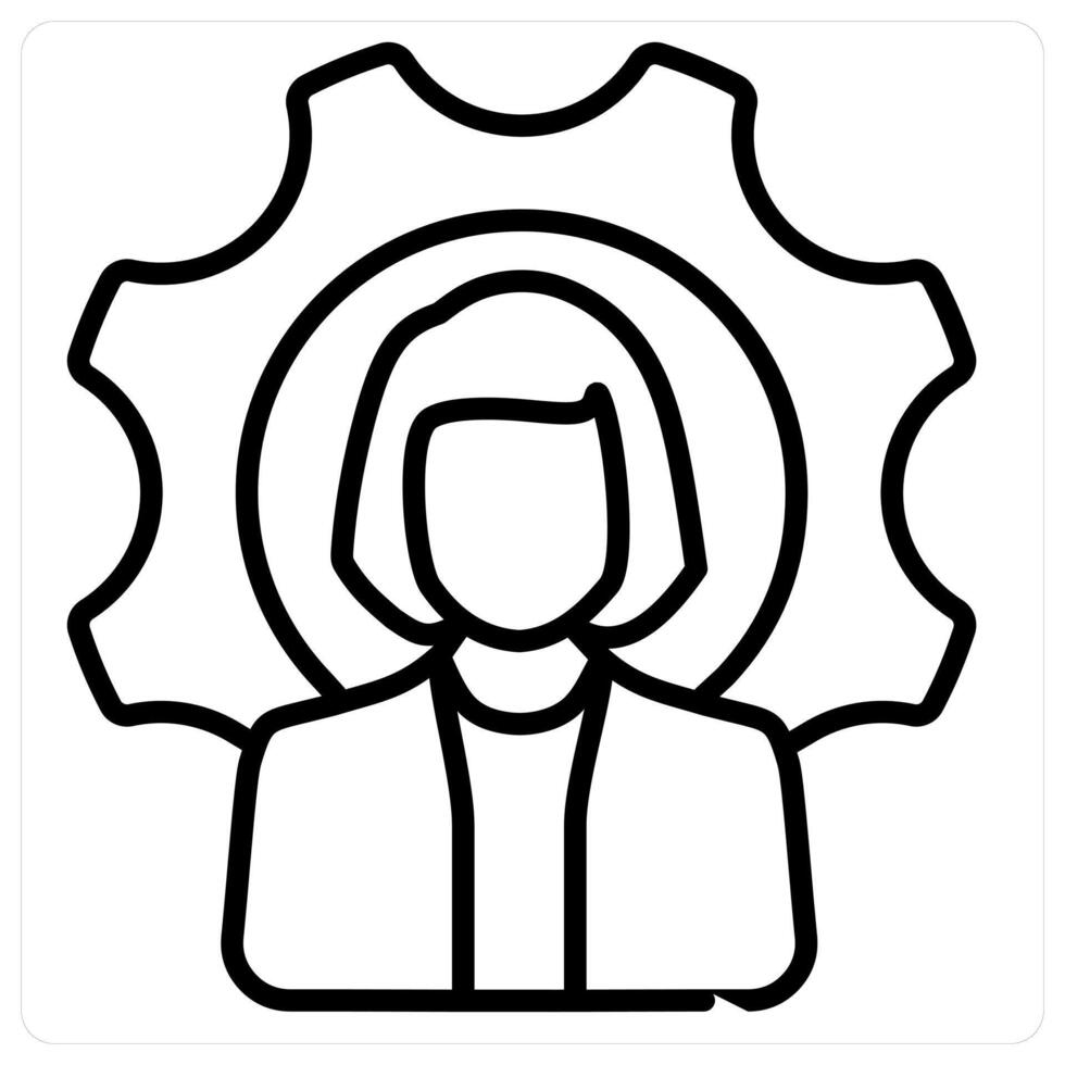 Support and customer Icon Concept in black line color vector