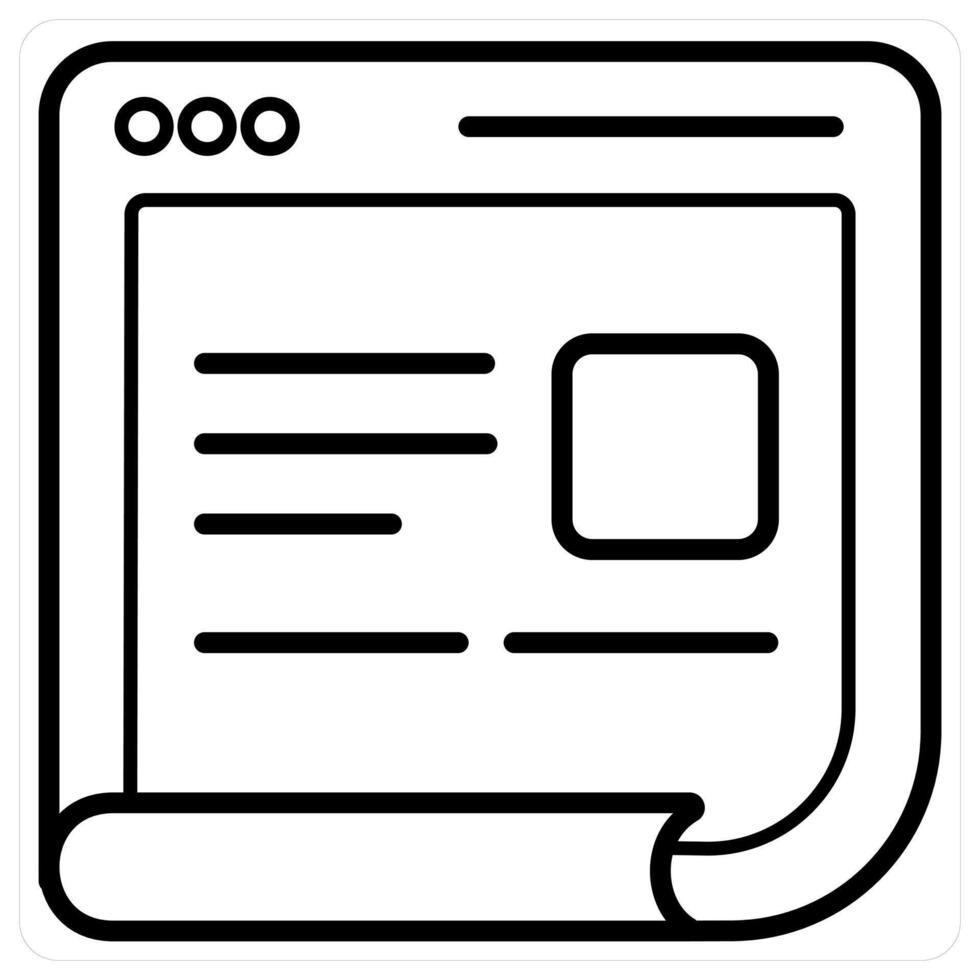 Webpage detail and feedback icon concept in black line color vector