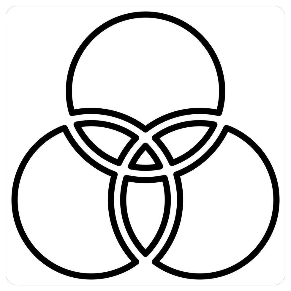 Circles and intersection icon concept in black line color vector