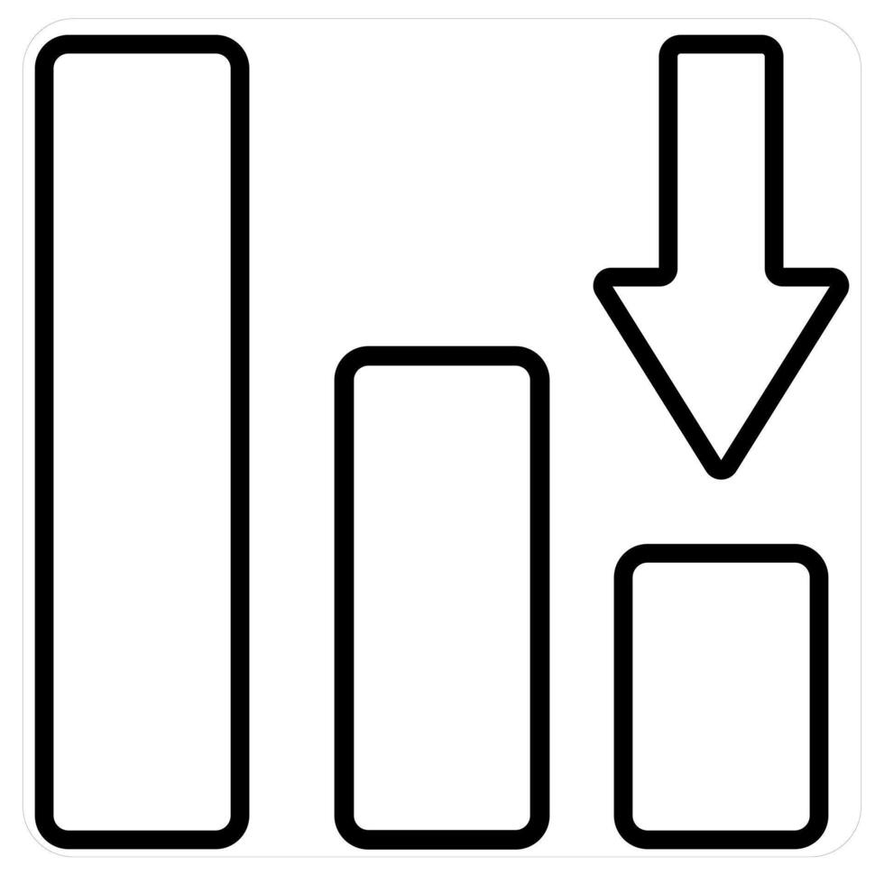 Loss and bars icon concept in black line color vector